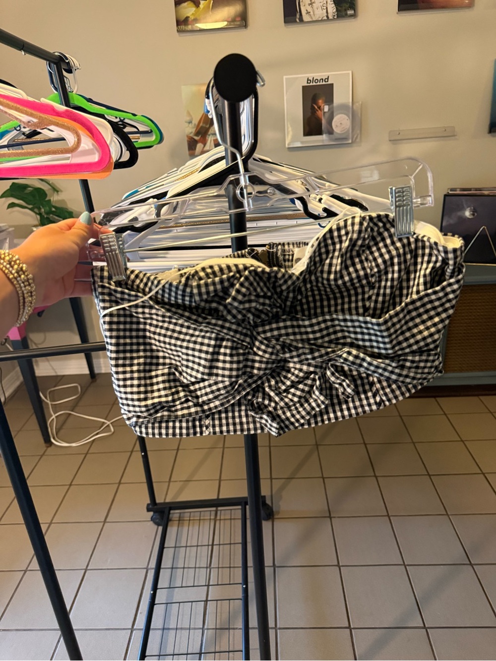 The Impeccable Pig Black and White Gingham Mini Skirt